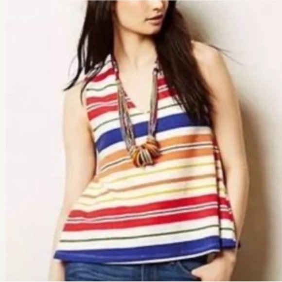 Anthropologie Postmark colorful striped Monterey Swing Tank top - Picture 1 of 6
